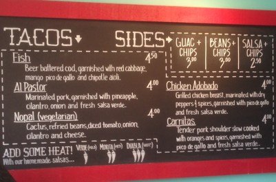 tacos 101 menu